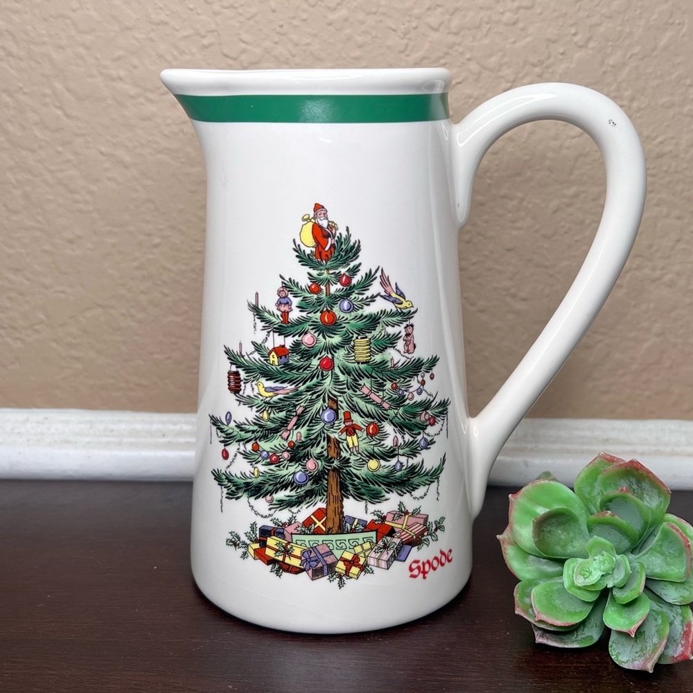 Spode Holiday Pitcher / Vase – Christmas Tree Pattern with Gifts & Santa​